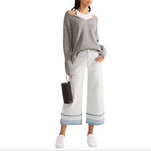 NWT J Brand Liza Mid-rise Crop Coulotte Light Wash Denim Jeans Frayed Hems Sz 28